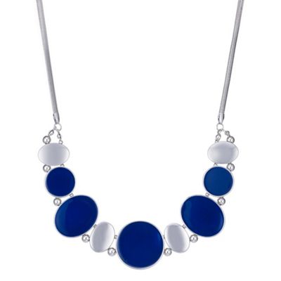 Designer blue and silver oval necklace